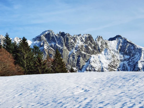 Der Wunderschöne Gipfel Von Santis Alpsteingebirge Unter Einer Schneedecke Kanton — Stockfoto