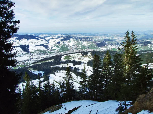 Widok Wsi Urnasch Góry Spitzli Hill Kanton Appenzell Ausserrhoden Szwajcaria — Zdjęcie stockowe