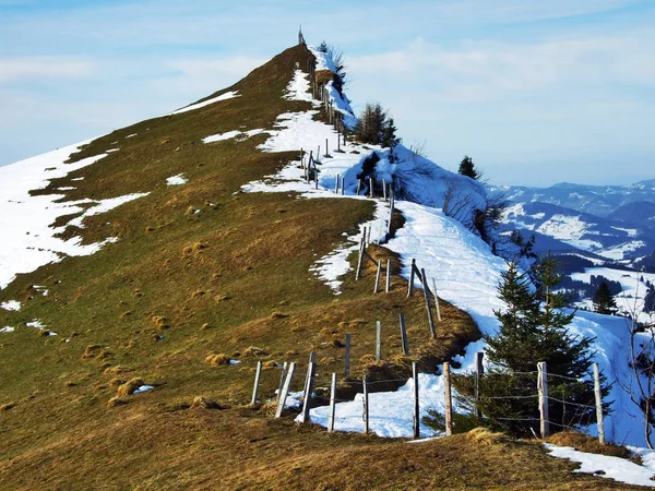 Ambiente Inverno Pastagens Fazendas Município Urnasch Cantão Appenzell Ausserrhoden Suíça — Fotografia de Stock