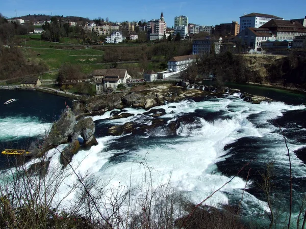 Air Terjun Rhein Atau Air Terjun Rheinfall Neuhausen Rheinfall Kanton — Stok Foto