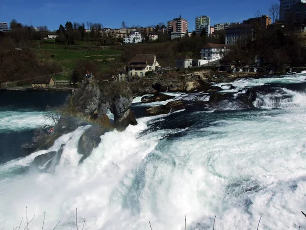 Air Terjun Rhein Atau Air Terjun Rheinfall Neuhausen Rheinfall Kanton — Stok Foto