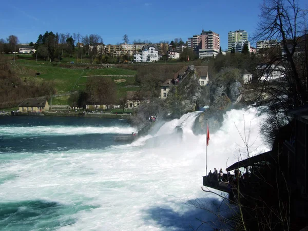 Air Terjun Rhein Atau Air Terjun Rheinfall Neuhausen Rheinfall Kanton — Stok Foto