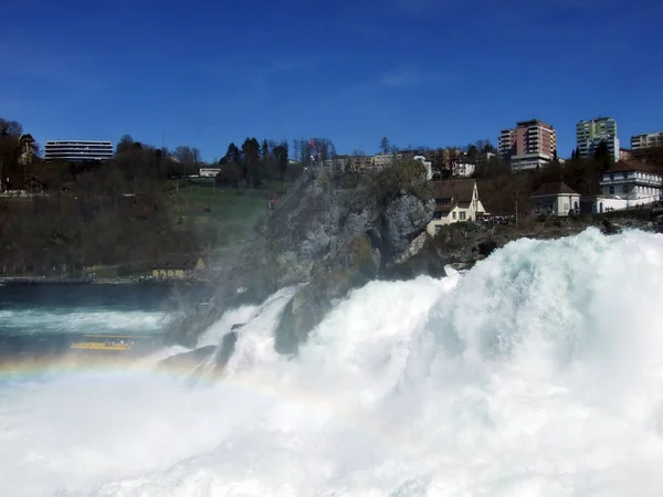 Air Terjun Rhein Atau Air Terjun Rheinfall Neuhausen Rheinfall Kanton — Stok Foto