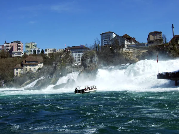 Air Terjun Rhein Atau Air Terjun Rheinfall Neuhausen Rheinfall Kanton — Stok Foto