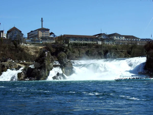 Air Terjun Rhein Atau Air Terjun Rheinfall Neuhausen Rheinfall Kanton — Stok Foto