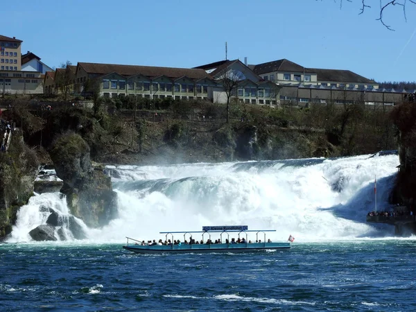 Air Terjun Rhein Atau Air Terjun Rheinfall Neuhausen Rheinfall Kanton — Stok Foto