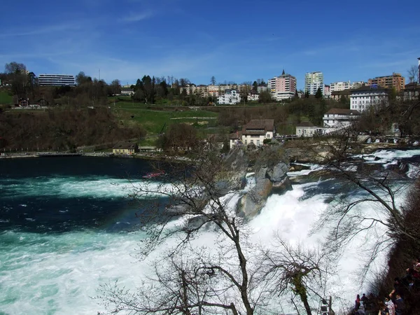 Rajna Vízeséstől Vagy Rheinfall Vízesés Neuhausen Rheinfall Canton Schaffhausen Svájc — Stock Fotó