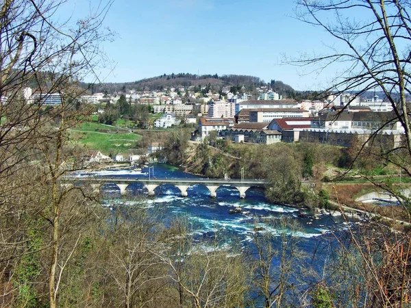 Pemandangan Dari Sungai Rhine Neuhausen Rheinfall Kanton Schaffhausen Swiss — Stok Foto