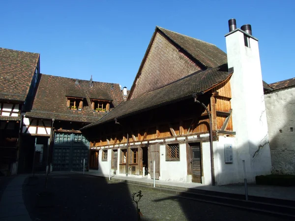 Historische Gebouwen Traditionele Architectuur Stein Rhein Kanton Schaffhausen Zwitserland — Stockfoto