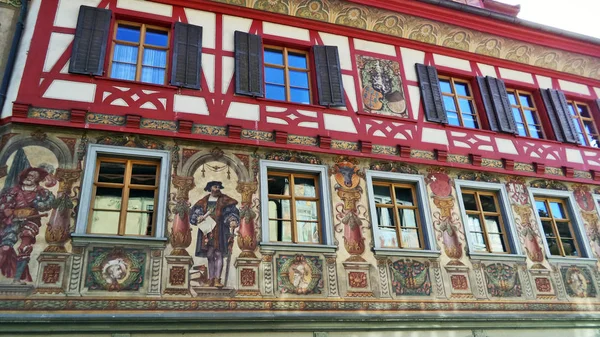 Beschilderde Gevels Bemalte Fassaden Stein Rhein Kanton Schaffhausen Zwitserland — Stockfoto