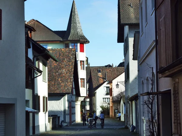 Ulice Place Centrum Stein Rhein Canton Schaffhausen Szwajcaria — Zdjęcie stockowe