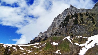 Dağ Churfirsten yukarıda Lake Walensee - Canton St. Gallen, İsviçre