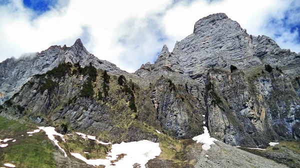 Bergketen Churfirsten Boven Lake Walensee Kanton Gallen Zwitserland — Stockfoto