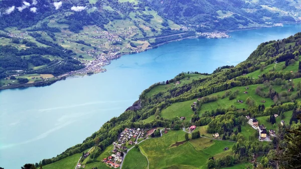 Lake Walensee Het Zwitserse Dal Tussen Churfirsten Glarner Alpen Bergketens — Stockfoto