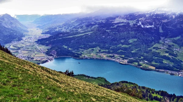 Valle Seeztal Ciudad Walenstadt Orilla Del Lago Walensee Cantón Gallen —  Fotos de Stock