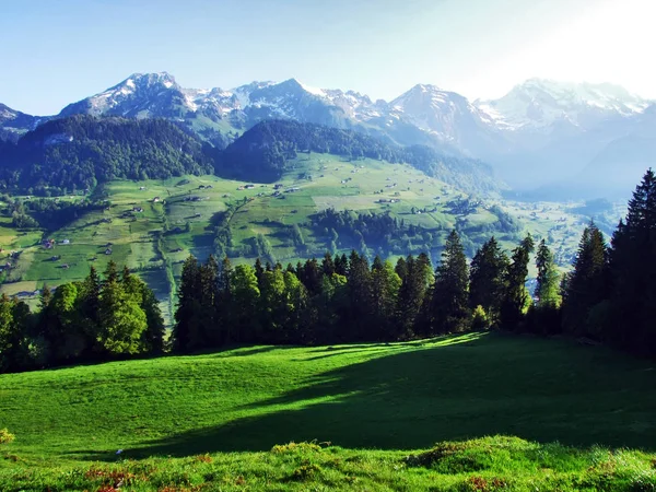 Thur River Valley Região Toggenburg Entre Cordilheiras Churfirsten Alpstein Cantão — Fotografia de Stock