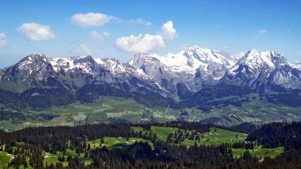 Vista Sulla Catena Montuosa Alpstein Dalla Catena Montuosa Churfirsten Canton — Foto Stock