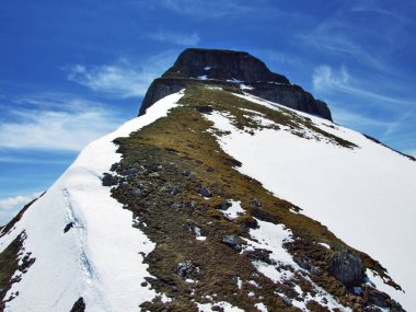 Dağ tepe Zuestoll Churfirsten Sıradağları arasında Toggenburg bölge ve göl Walensee - Canton St. Gallen, İsviçre