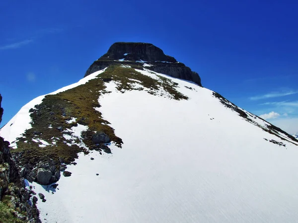 Alpine Piek Zuestoll Bergketen Van Churfirsten Tussen Toggenburg Regio Lake — Stockfoto