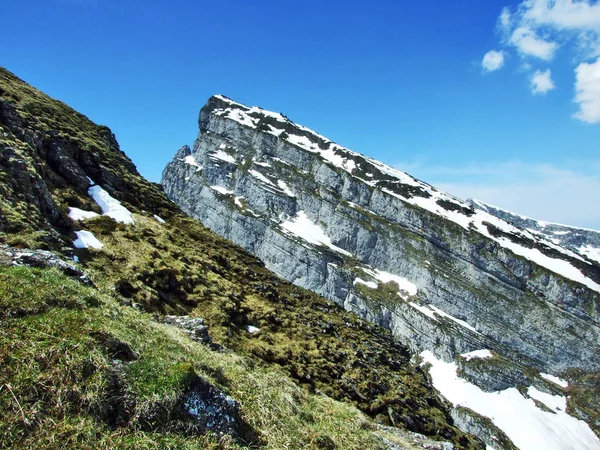 Alpejski Szczyt Brisi Pasmo Górskie Churfirsten Między Toggenburg Regionu Jezioro — Zdjęcie stockowe