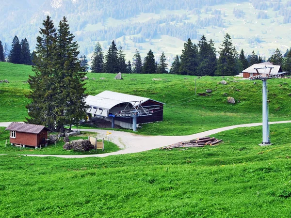 Impianti Risalita Alp Sellmatt Bergbahn Alp Sellamatt Nella Regione Toggenburg — Foto Stock