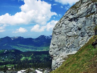Taşlar ve kayalar Churfirsten dağ silsilesi - Canton St. Gallen, İsviçre
