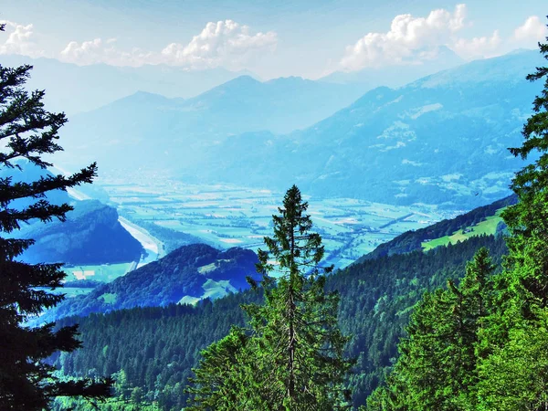 川ラインの谷 Rheintal Alvier ザンクト ガレンのカントン スイス連邦共和国からの眺め — ストック写真
