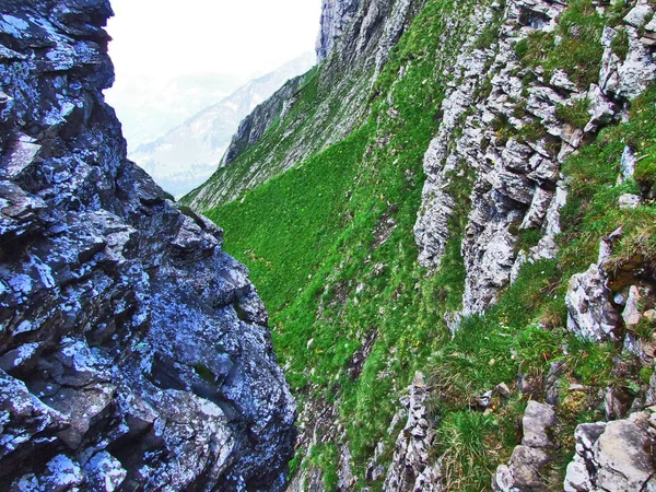 阿尔维耶山的石头和岩石 瑞士圣加仑州 — 图库照片