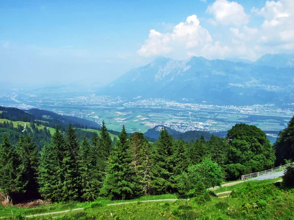 골짜기 Rheintal Alvier 구획의 세인트 스위스에서의 — 스톡 사진