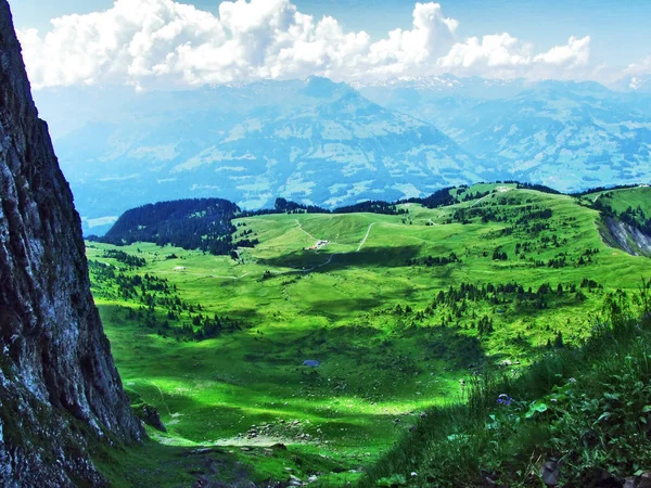 季節の牧草地 ザンクト ガレンのカントン スイス連邦共和国で高原 Malun — ストック写真