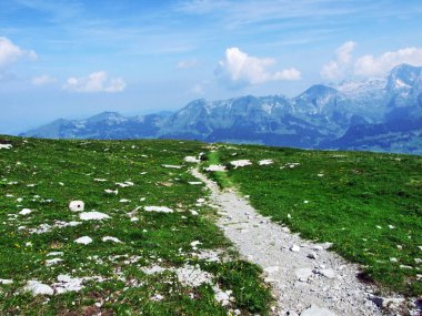 Alpine mera ve çayırlar Churfirsten dağ silsilesi Toggenburg bölgesi - Canton St. Gallen, İsviçre eteklerinde