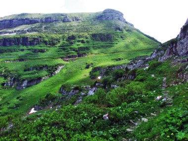 Dağ tepe Gamserrugg Churfirsten Sıradağları arasında Toggenburg bölge ve göl Walensee - Canton St. Gallen, İsviçre