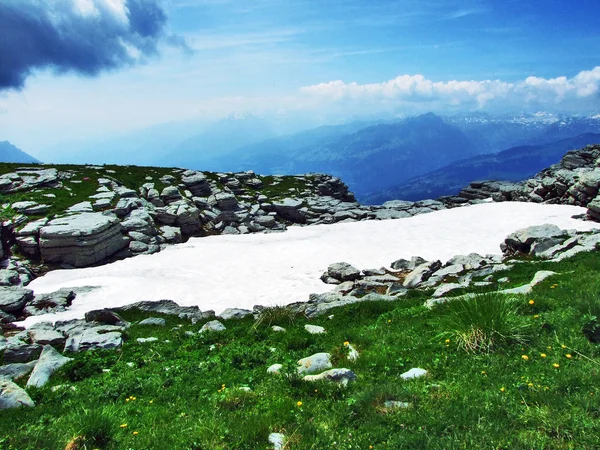 Alpine Peak Chserrugg Churfirsten Mountain Range Toggenburg Region Lake Walensee — 图库照片