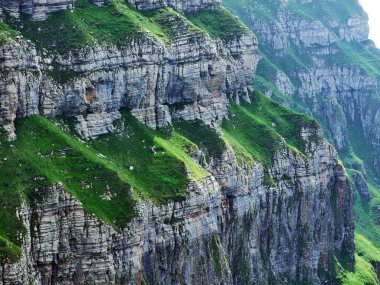 Taşlar ve kayalar Churfirsten dağ aralığının Toggenburg bölgesi - Canton St. Gallen, İsviçre