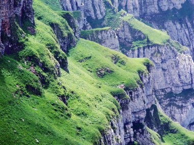 Taşlar ve kayalar Churfirsten dağ aralığının Toggenburg bölgesi - Canton St. Gallen, İsviçre