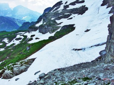 Taşlar ve kayalar Churfirsten dağ aralığının Toggenburg bölgesi - Canton St. Gallen, İsviçre