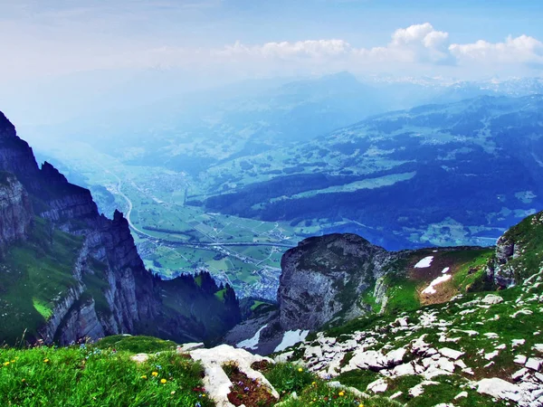 Magnífica Vista Pico Chserrugg Nas Montanhas Churfirsten Cantão Gallen Suíça — Fotografia de Stock