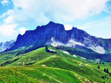 Alps - Canton St. Gallen, İsviçre Rtikon yelpazesi içinde Girenspitz ve Gauschla Dağları