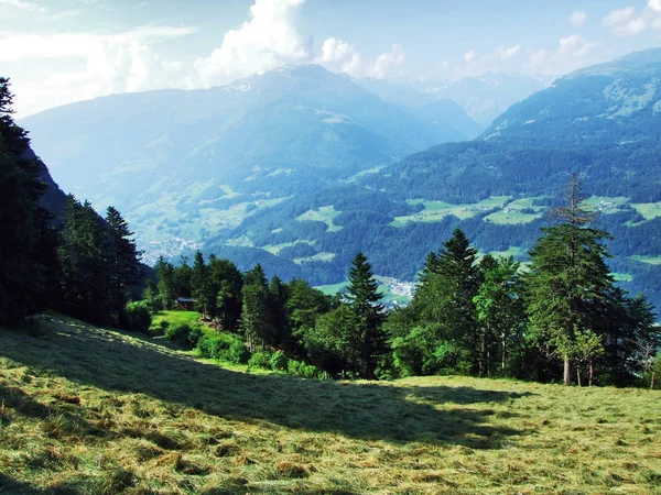 Veduta Della Valle Del Fiume Sezz Seeztal Dal Monte Gonzen — Foto Stock