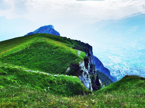 View Gonzen Peak Appenzell Alps Mountain Range Canton Gallen Switzerland — Stock Photo, Image