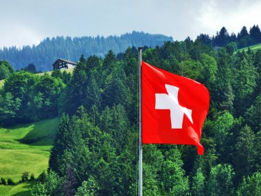 İsviçre Konfederasyonu Ulusal Bayrağı (İsviçre Bayrağı - İsviçre Ulusal Bayrağı) / Ulusal Bayrak der Schweizerischen Eidgenossenschaft (Offizielle Flagge der Schweiz - Schweizer Flagge)