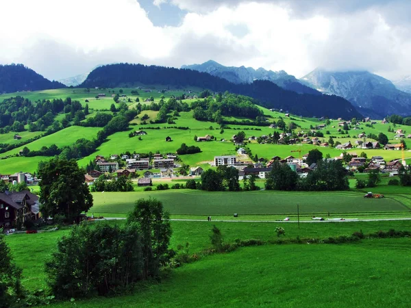 Village Unterwasser Thur River Valley Toggenburg Region Canton Gallen Switzerland — Stock Photo, Image