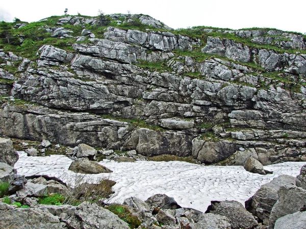Камни Скалы Горного Хребта Churfirsten Регионе Тоггенбург Кантон Санкт Галлен — стоковое фото