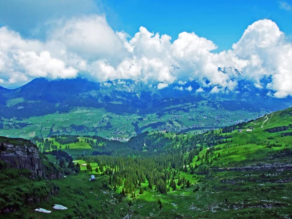 Visa Från Hinderrugg Topp Churfirsten Bergskedja Kantonen Sankt Gallen Schweiz — Stockfoto