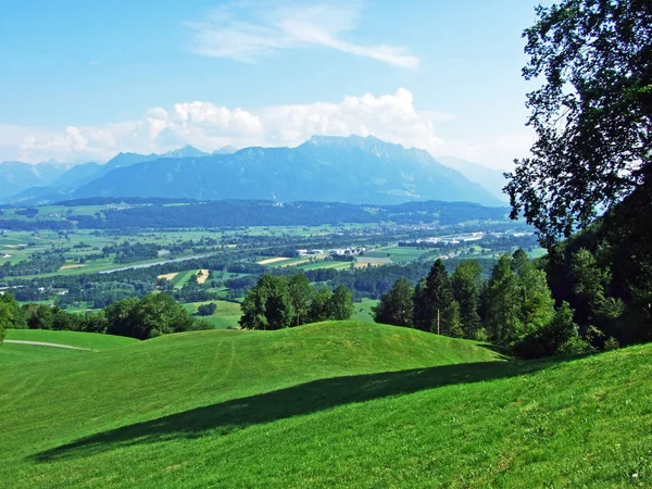 Pastagens Prados Alpinos Nas Encostas Cordilheira Alpstein Cantões Gallen Appenzell — Fotografia de Stock