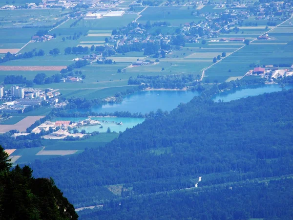 Θέα Στον Ποταμό Ρήνο Rheintal Από Την Alpstein Οροσειρά Καντόνιο — Φωτογραφία Αρχείου