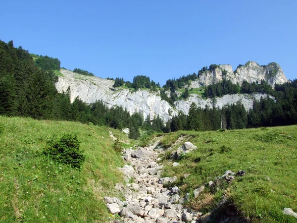 Piedras Rocas Cordillera Alpstein Cantones Gallen Appenzell Innerrhoden Suiza — Foto de Stock