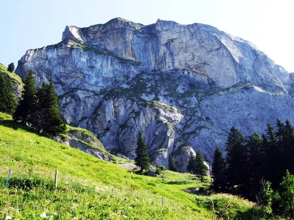 Alpesi Csúcs Hoher Kasten Hegység Alpstein Appenzellerland Régió Gallen Kanton — Stock Fotó