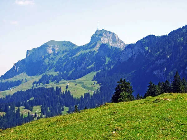 Alpine Peak Hoher Kasten Mountain Range Alpstein Appenzellerland Region Cantons — Fotografia de Stock