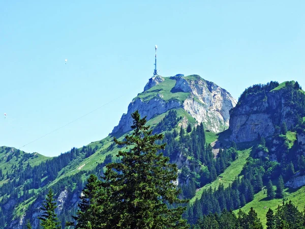 Alpine Peak Hoher Kasten Mountain Range Alpstein Appenzellerland Region Cantons — Stock Photo, Image